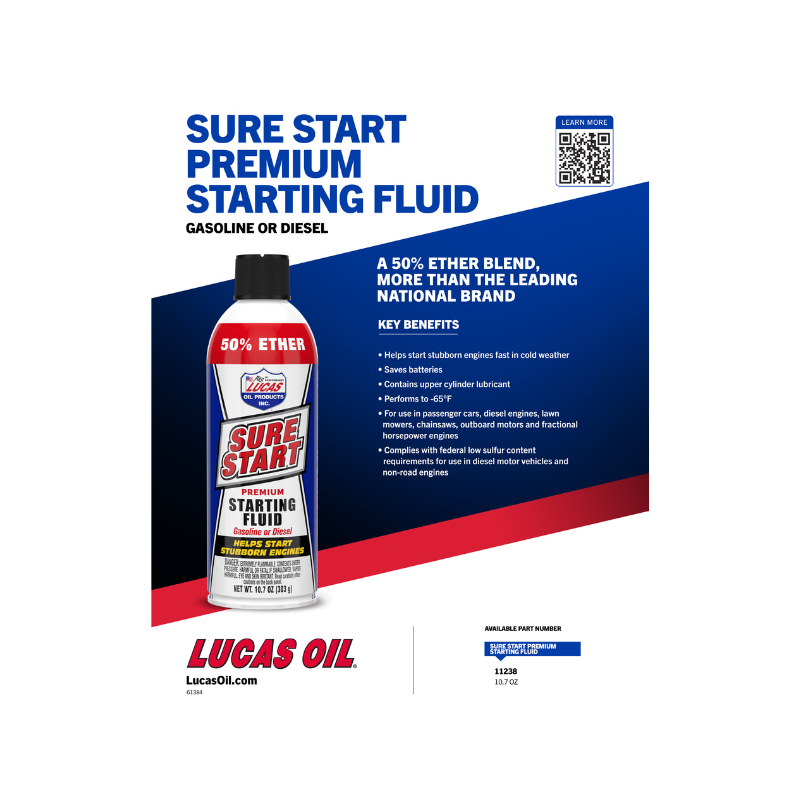 Lucas - Sure Start Starting Fluid 50%Ether  - 12/10.7oz
