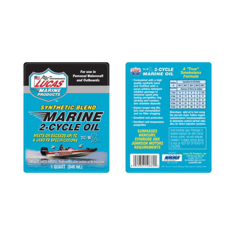 Lucas - Synthetic Blend 2-Cycle Marine Oil - 6/1qt