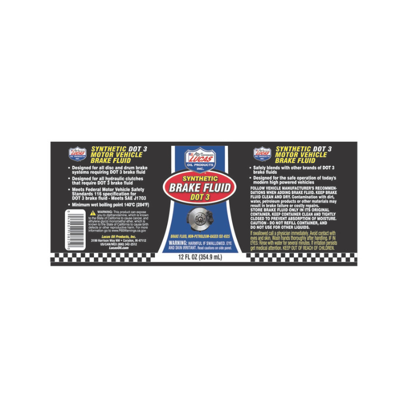 Lucas - DOT 3 Synthetic Brake Fluid - 12/12oz