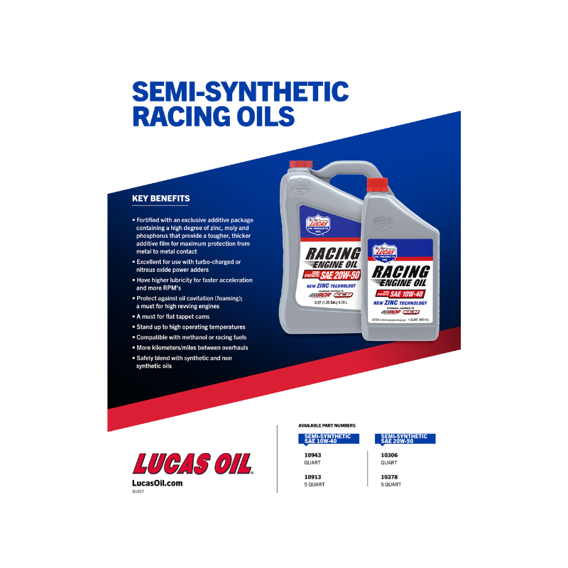 Lucas - Synthetic SAE 20W-50 Motorcycle Oil - 6/1qt