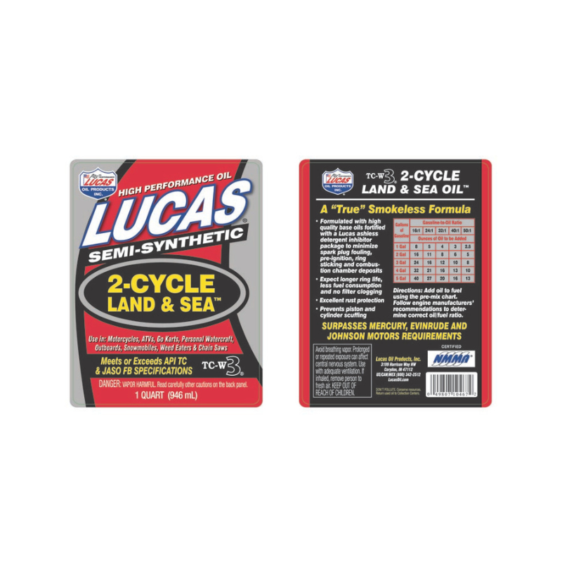 Lucas - Land & Sea 2-Cycle Oil - 12/1qt