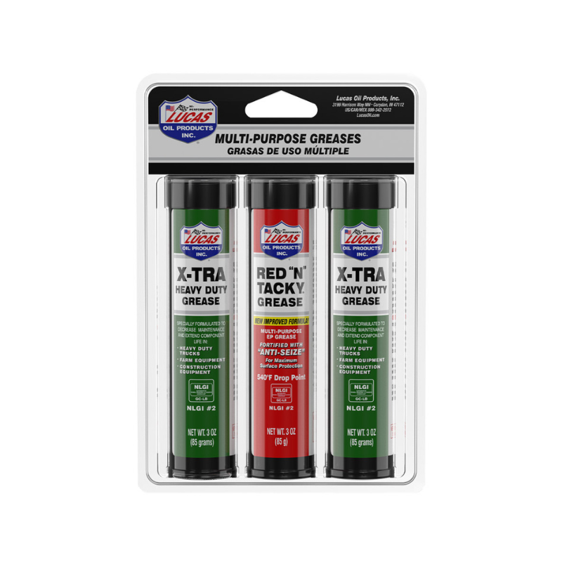 Lucas - Multi-Purpose Grease Combo Pack - 1 Red N Tacky 3 Ounce, 2 X-Tra HD 3 Ounce 10pks/Box