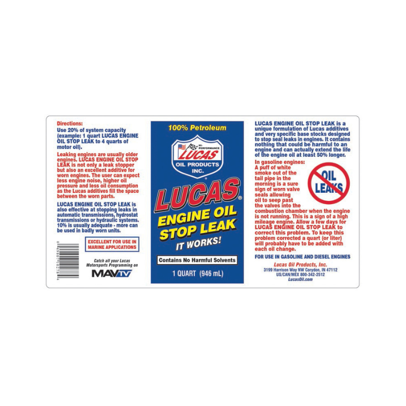 Lucas - Engine Oil Stop Leak - 12/1qt