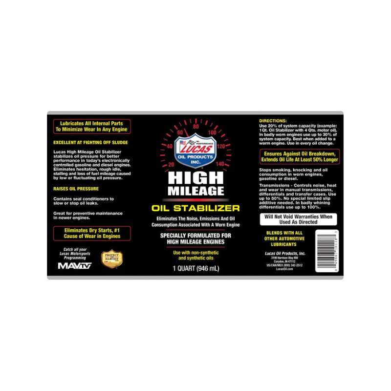 Lucas - High Mileage Oil Stabilizer  - 12/1qt