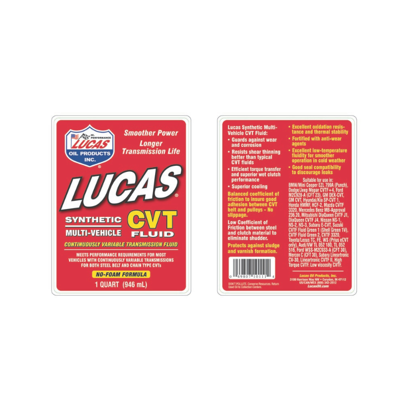 Lucas - Synthetic CVT Transmission Fluid  - 6/1qt