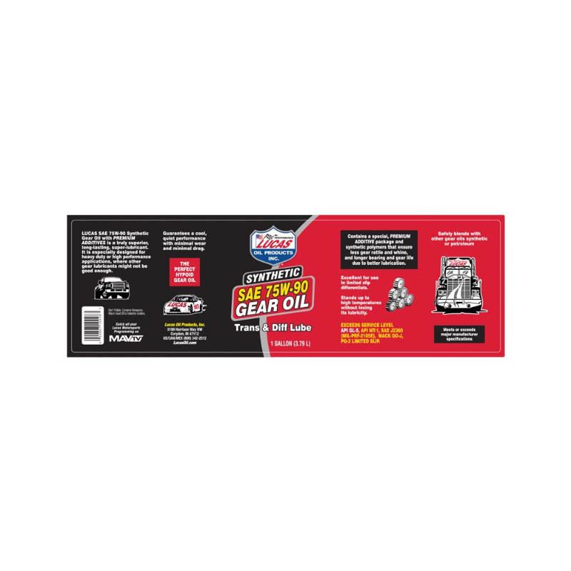 Lucas - Synthetic SAE 75W-90 Trans & Diff Lube  - 4/1Gal