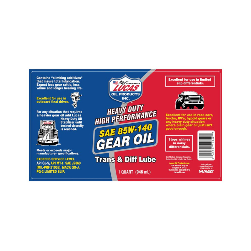 Lucas - SAE 85W-140 Plus H/D Gear Oil  - 12/1qt
