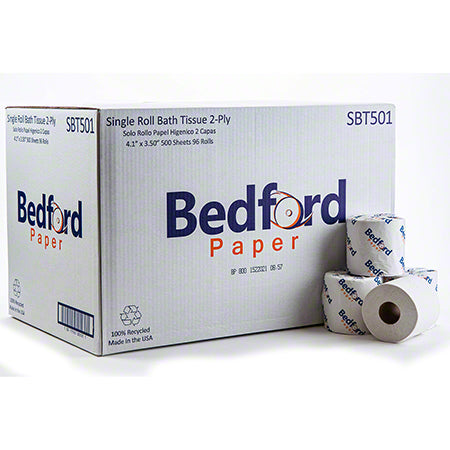 Bedford - Single Roll Bath Tissue 2-Ply 500 Sheets per roll - 96/cs