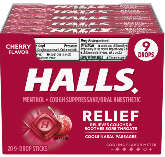 Halls - Cherry Cough Drops - 20/9pk