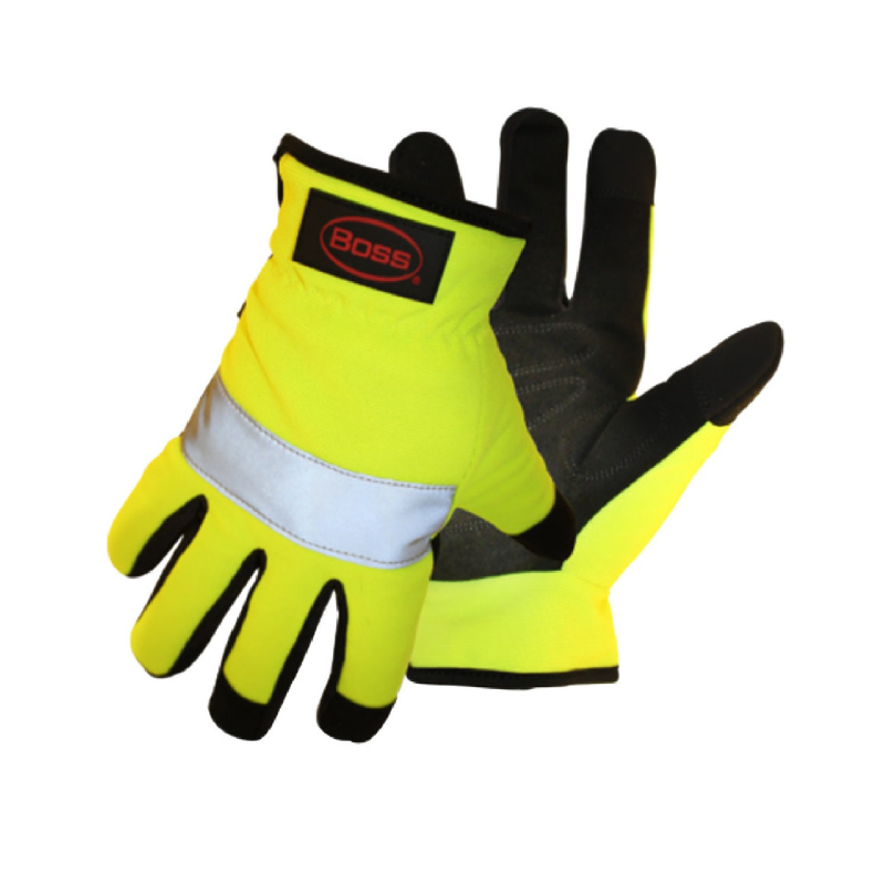 Boss - 991L High-Vis Reflective Mechanic Gloves - 1/12pk