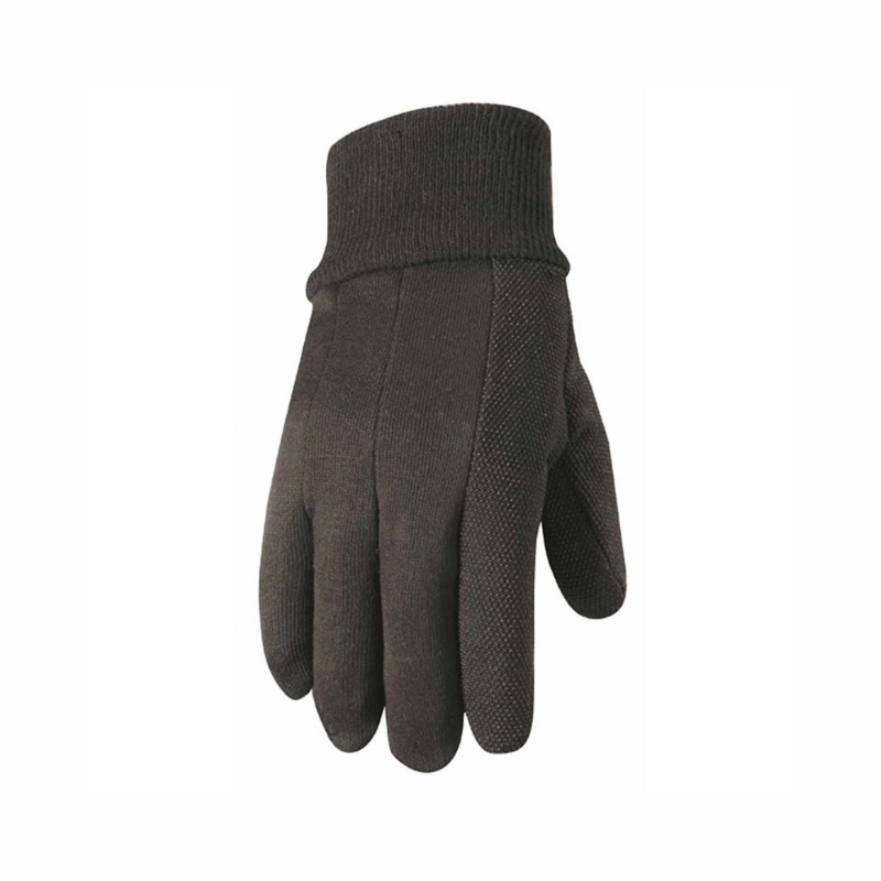 AT - Brown Jersey Dotted Palm Gloves - Large-4/3Pk