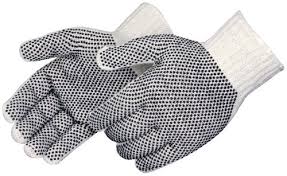 Duro Gloves - Knit String with Black PVC Dots - 1/6pk
