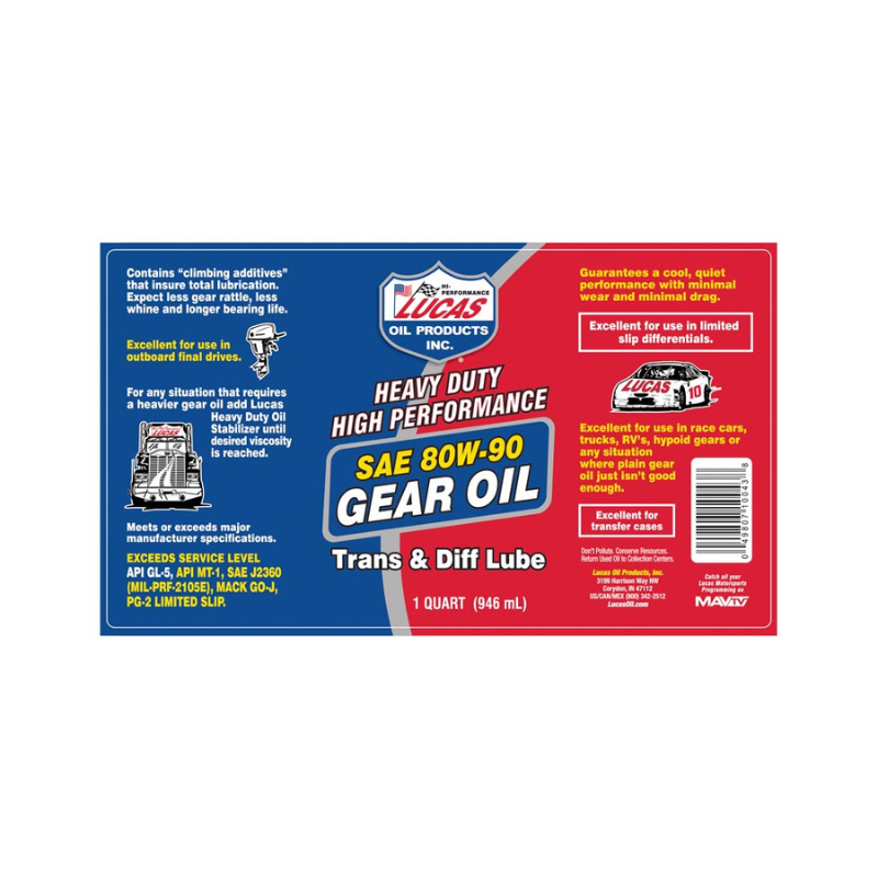 Lucas - Aceite para engranajes 80W90 - 12/1 qt