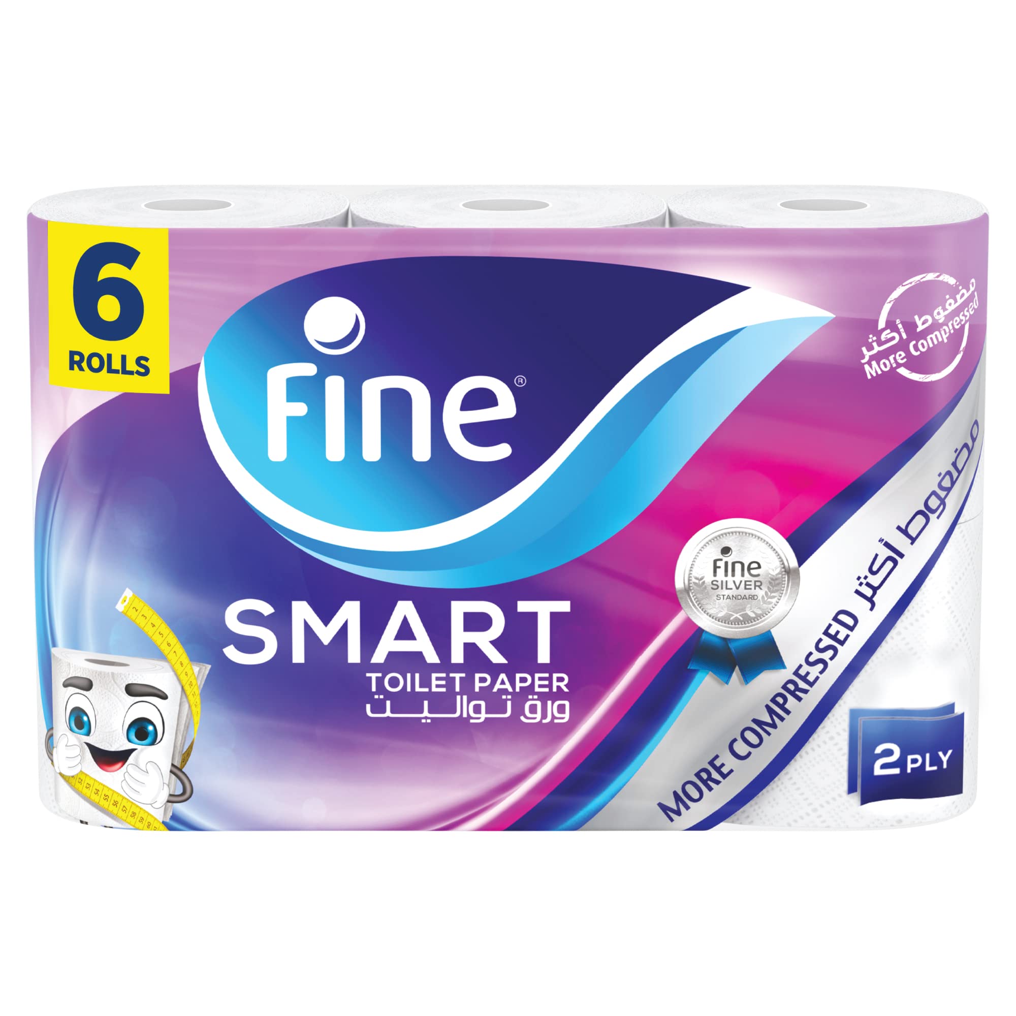 Fine Smart - 2-PlyToilet Tissue - 6/6pk