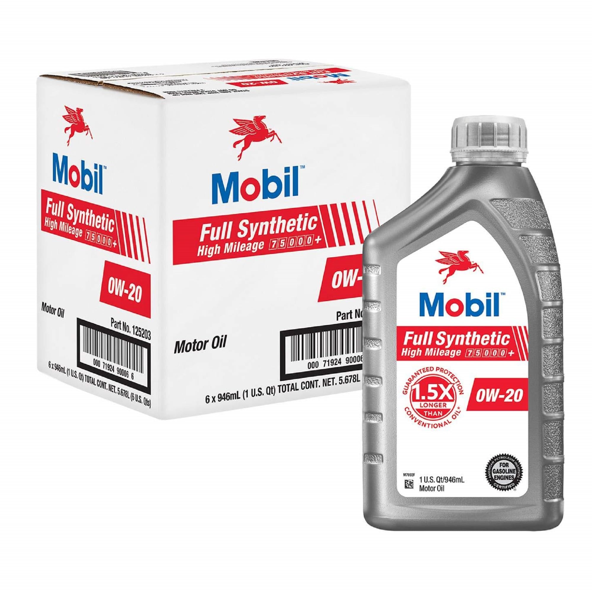 Mobil - Full Synthetic High Mileage 0W20 - 6/1qt