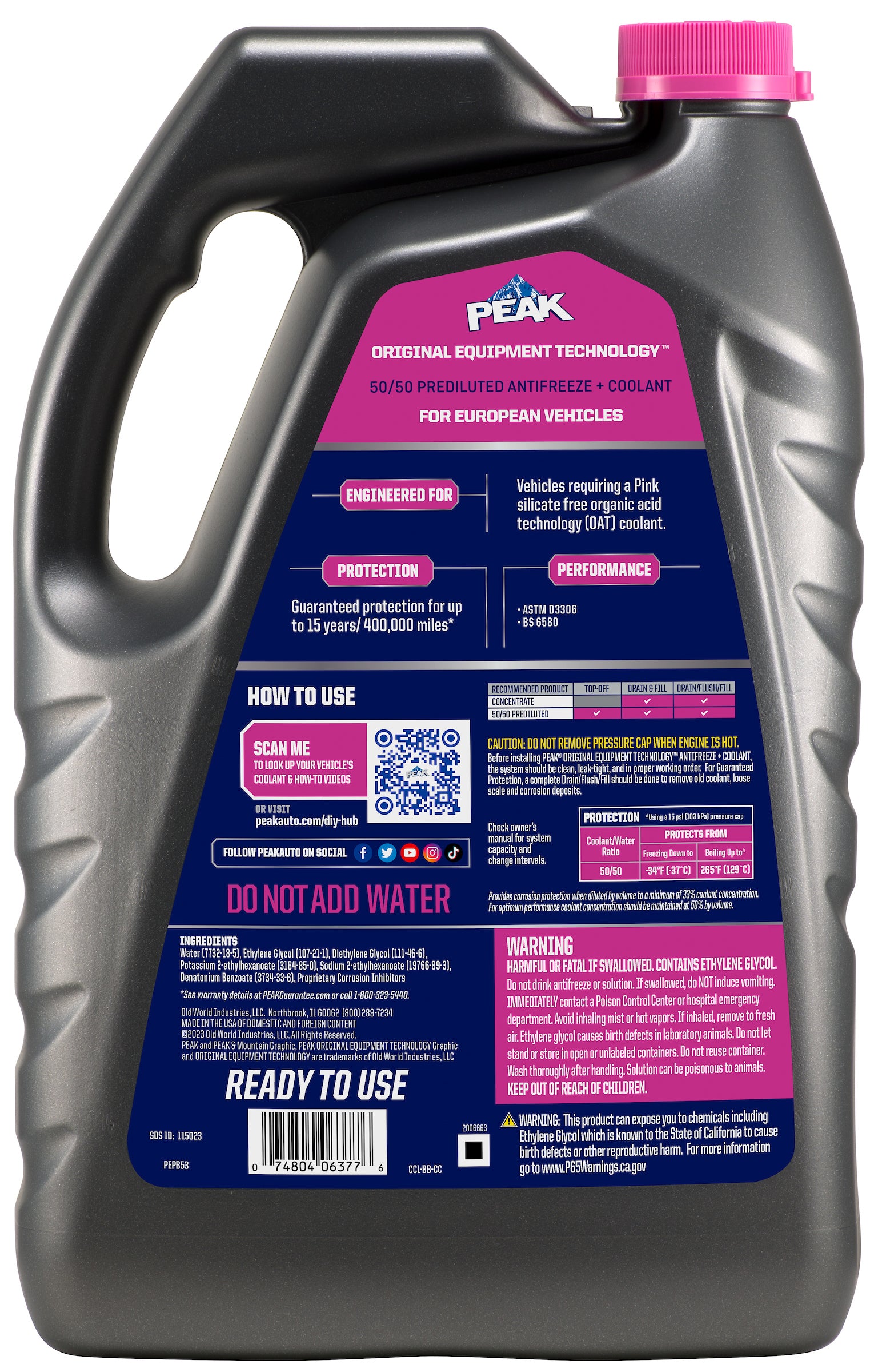 PEAK - OET European Vehicle 5050 Pink - 6/1Gal