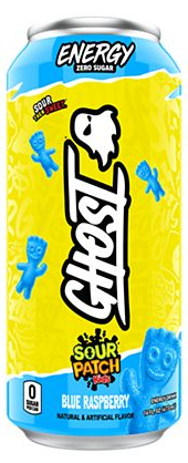 Bebida energética para niños Ghost - Blue Raspberry Sour Patch - 12/16oz