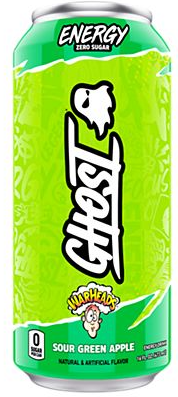 Bebida energética Ghost - Warheads Sour Green Apple - 12/16oz