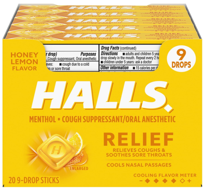 Halls - Pastillas para la tos con miel y limón - 20/9 unidades