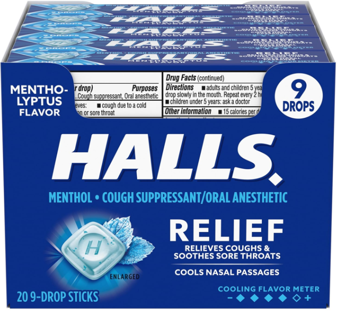 Halls - Pastillas para la tos con mentol y lyptus - 20/9 unidades