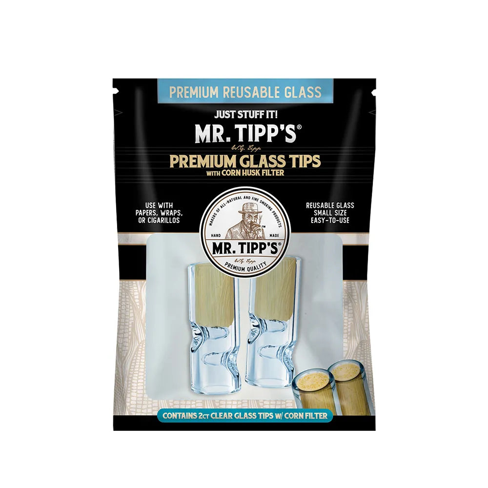 Mr. Tipps - Glass Filter Tips Display With Corn Husk 12x30mm - 12/2pk