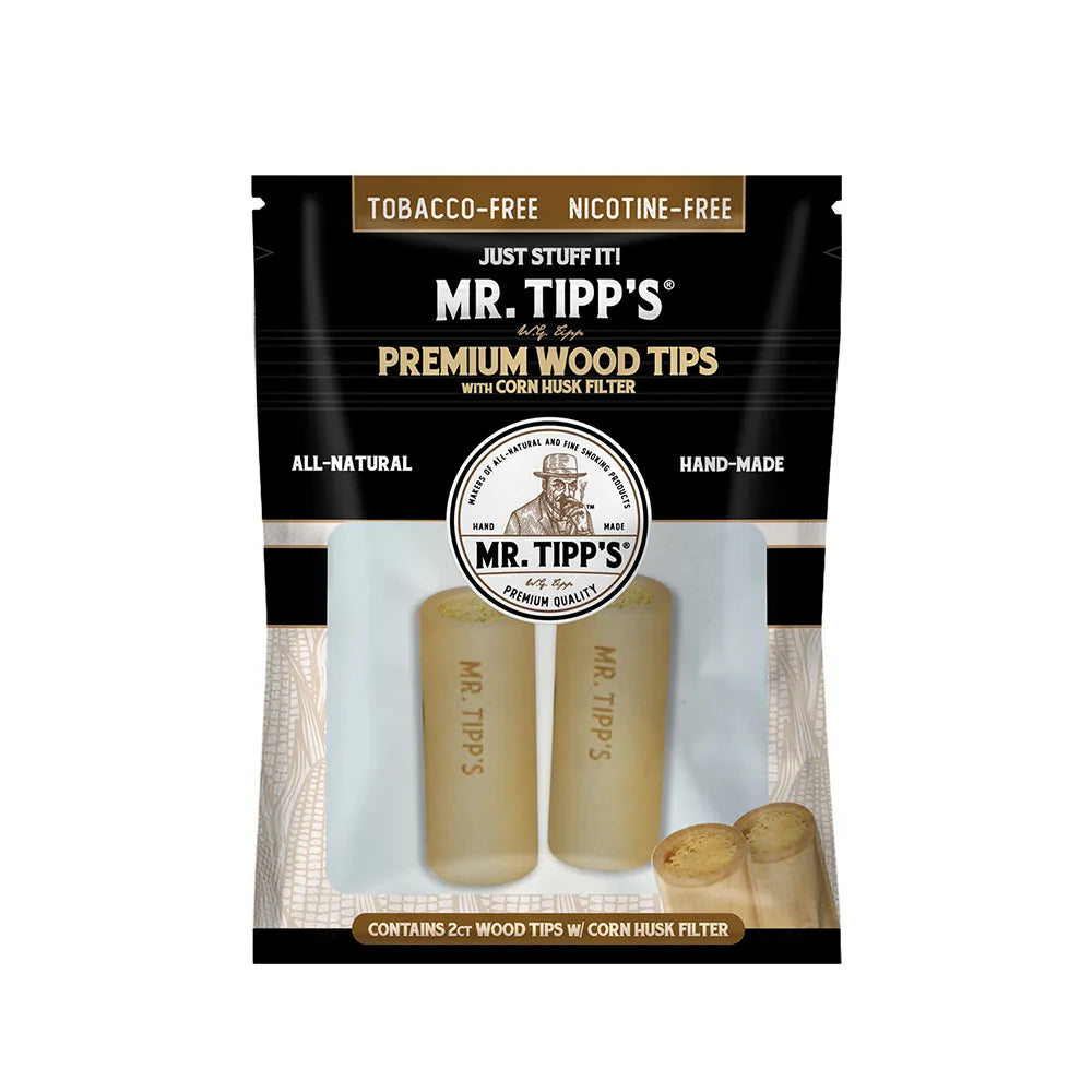 Mr. Tipps - Wood Filter Tips Display With Corn Husk 12x30mm - 12/2pk