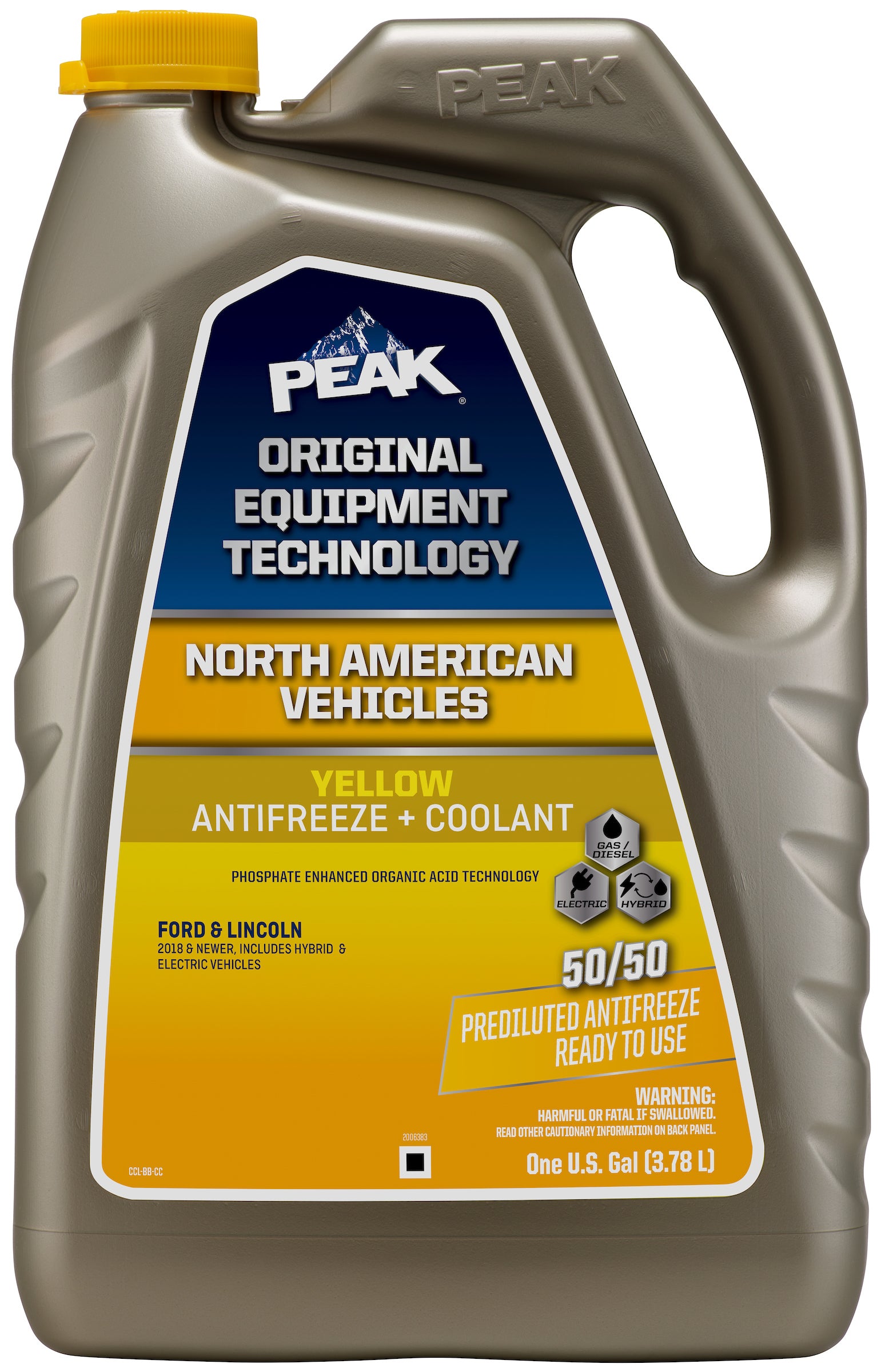 PEAK - Anticongelante amarillo North American 5050 OET - 6/1 galón