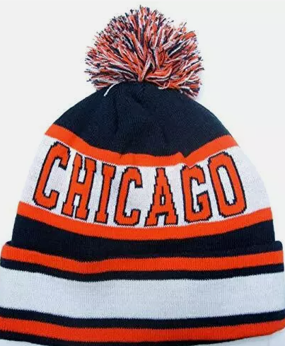 Gorro de invierno con pompón y logotipo de Chicago (1/12 ct)