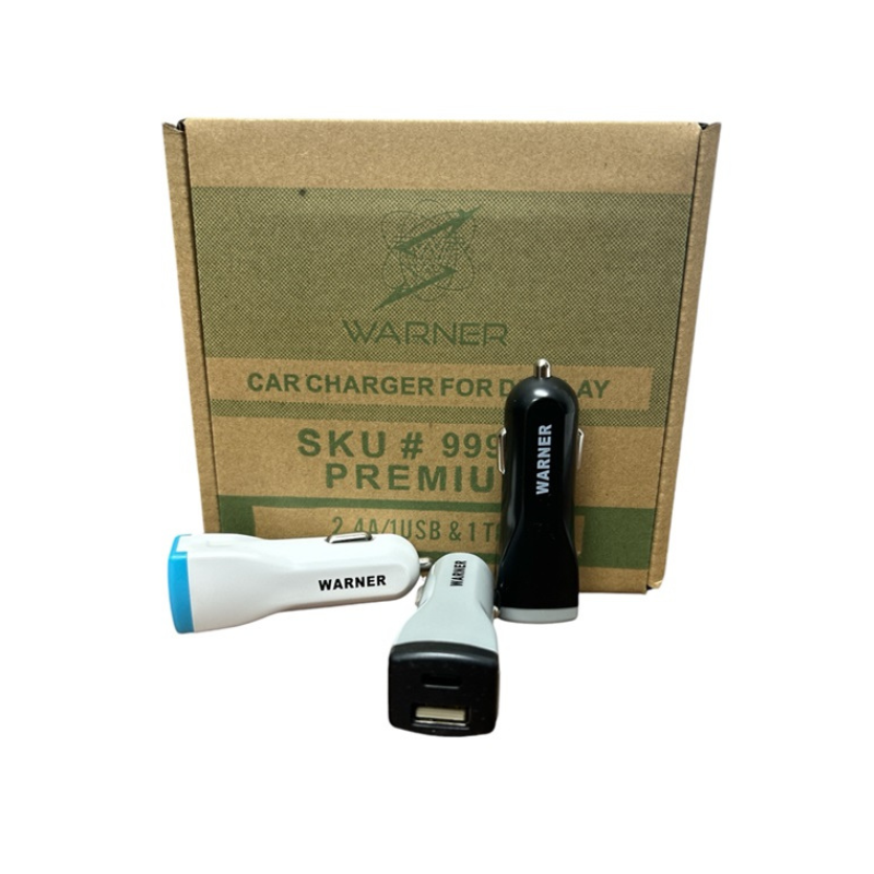 WARNER - Car Charger 1 Type C Port & 1 USB Port - 16ct