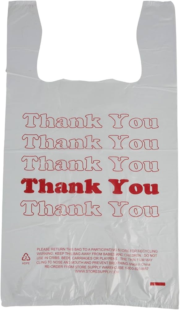 Generic - White 1/12 T-SHIRT Thank You Bag Small - 1/2000ct