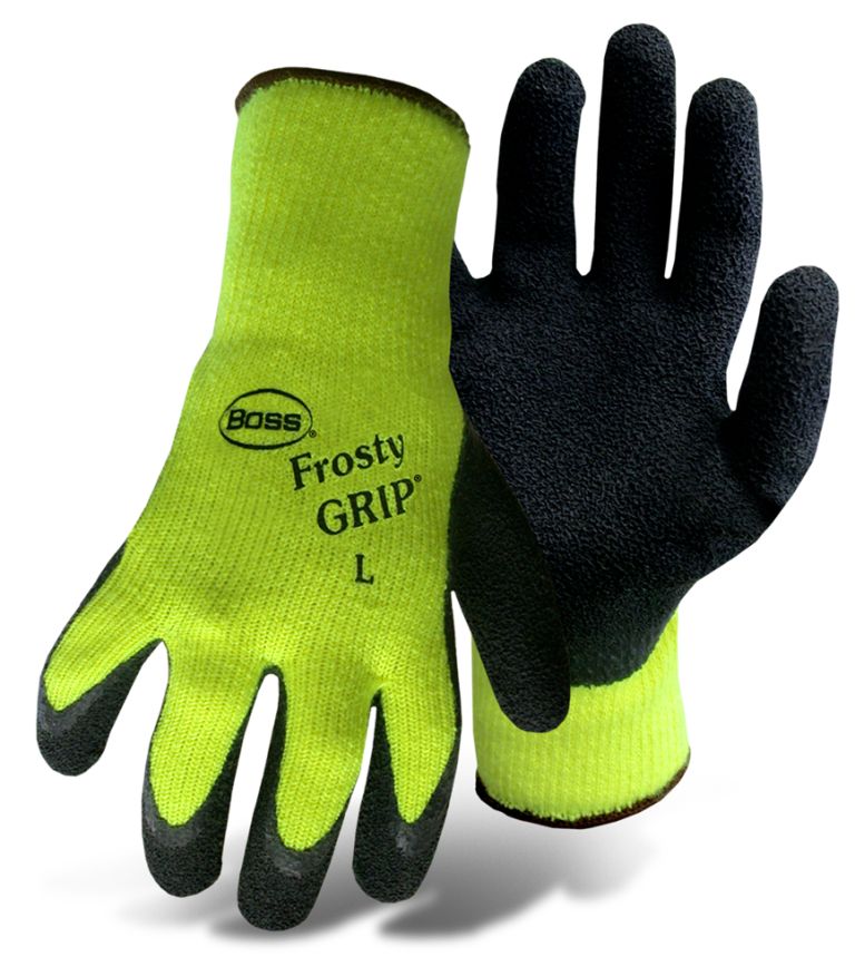 Boss - Frosty Grip High-VIS Insulated Rubber Palm Gloves - 1/12ct