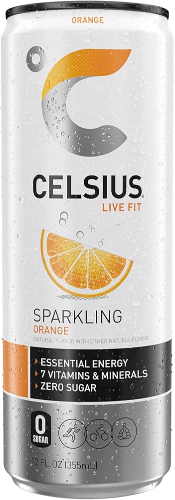 Celsius - Bebida energética con gas y sabor a naranja - 12/12 oz