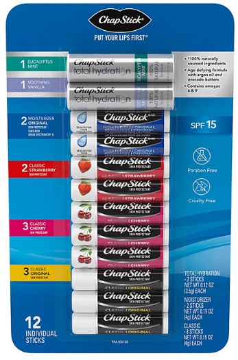 Chap Stick - Individual Assorted - 1/12pk