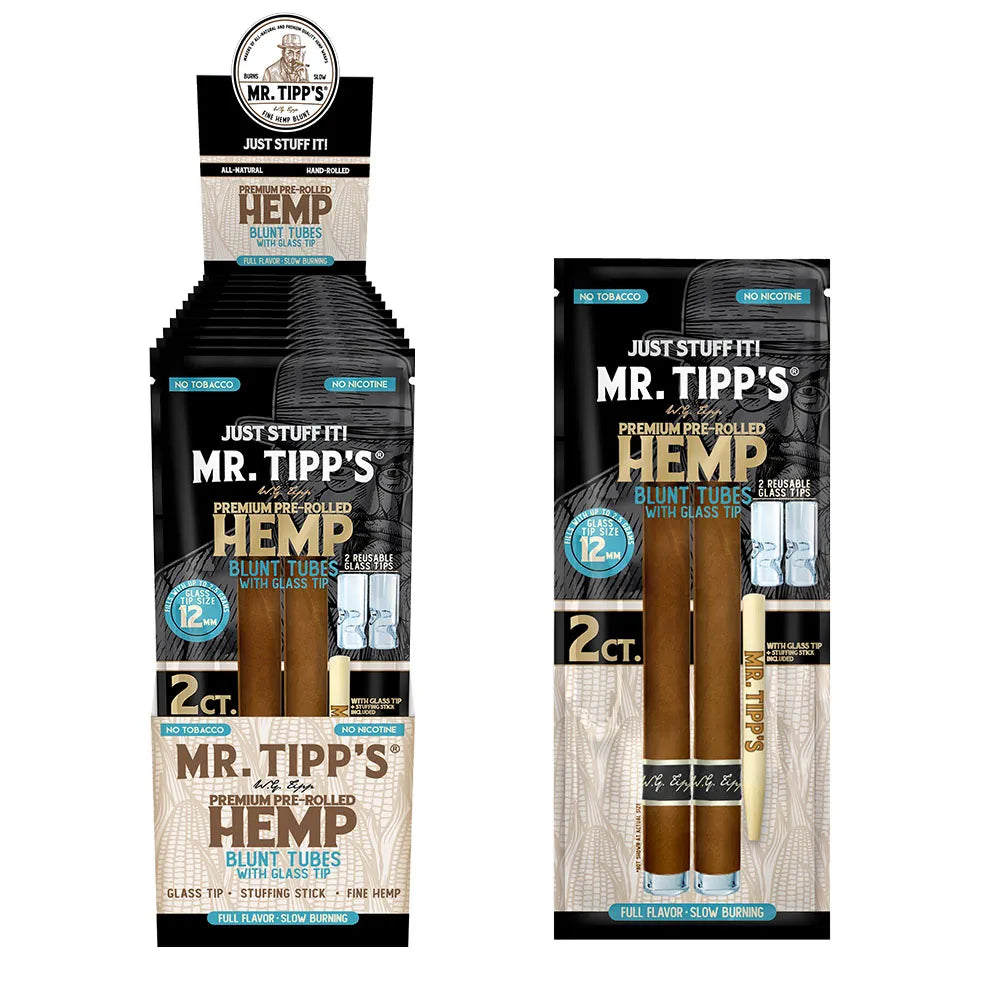 Mr. Tipps - Mylar Display Hemp Blunts With Glass Filter Tip - 10/2pk