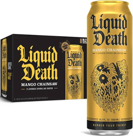 Liquid Death Mango Chainsaw Flavored Sparkling 19.2oz (8-Pack)