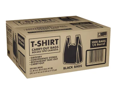 Generic - 1/10 T-Shirt Thank you Bags Black - 1/1000ct